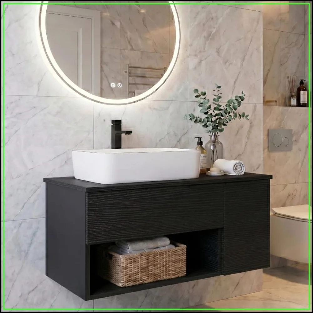 28'' Floating Bathroom Vanity with Sink, Wall Mounted, Black