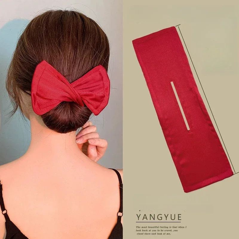 مشبك شعر ملتوي عصري، صانع كعكة على الطراز الكوري، إكسسوار شعر بعقدة على شكل فيونكة للنساء