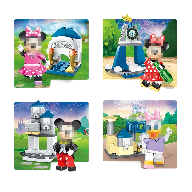 شخصيات مكعبات البناء 8 في 1، بما في ذلك ميني ماوس، ميكي ماوس، دونالد داك، ديزي داك، تينكر بيل، هدية إبداعية قابلة للجمع #4