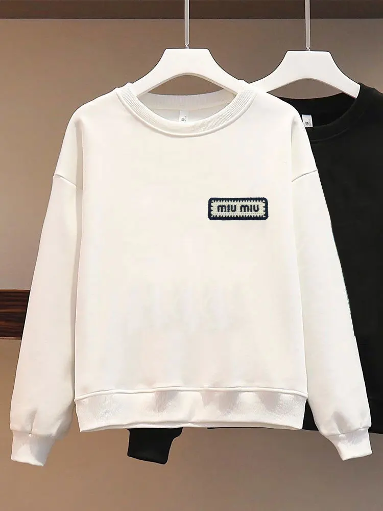 

Women's thick cotton hoodie, plush sweatshirt, couple style, large sportswear, fashionable print, luxury, winter, men's style