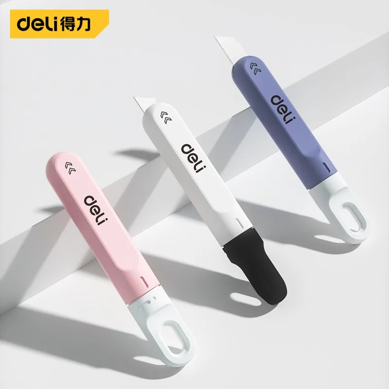 Deli-Mini retrátil Box Cutter, Mini Cortador, Pequeno Girar Faca Utilitária, Papel de bolso, Entrega Expressa, Facas de Arte portáteis para Escola e Escritório