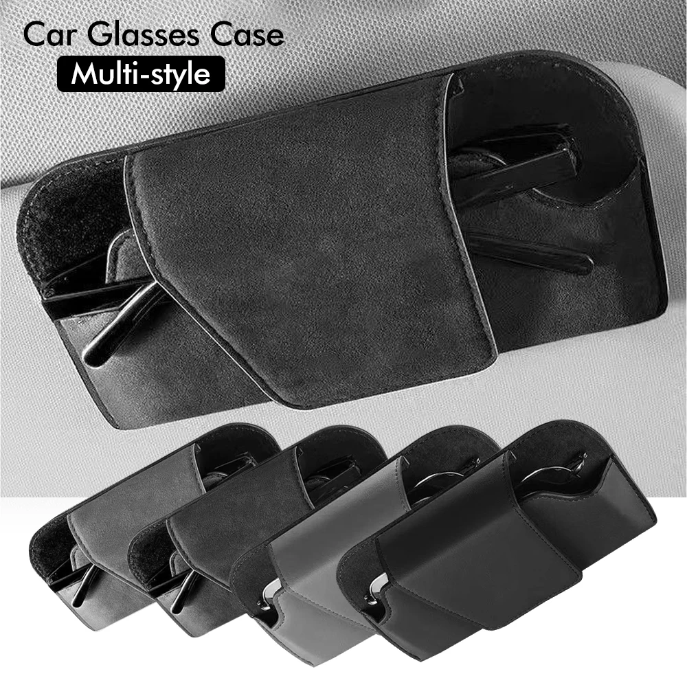 Car Glasses Case Auto Sun Visor Premium Suede Glasses Holder Wear-Resistant Sunglasses Protective Box Universal Cars Accessories