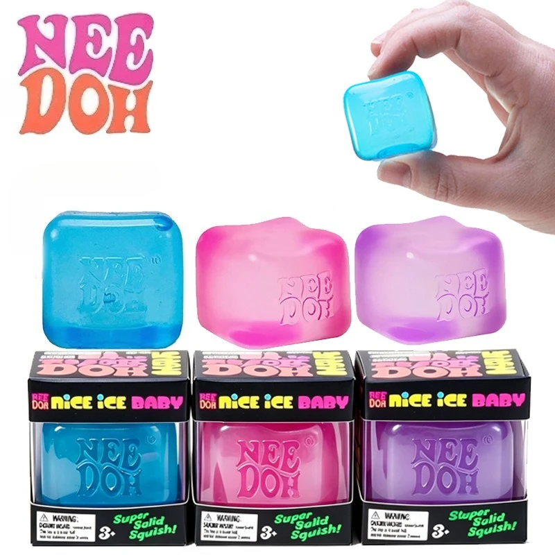 Needoh Nice Ice Baby Mini Ice Cube Squeeze Stress Relief Squish Solid Slow Rebound Knead Heal Relax Desktop Ornament Gift Toy