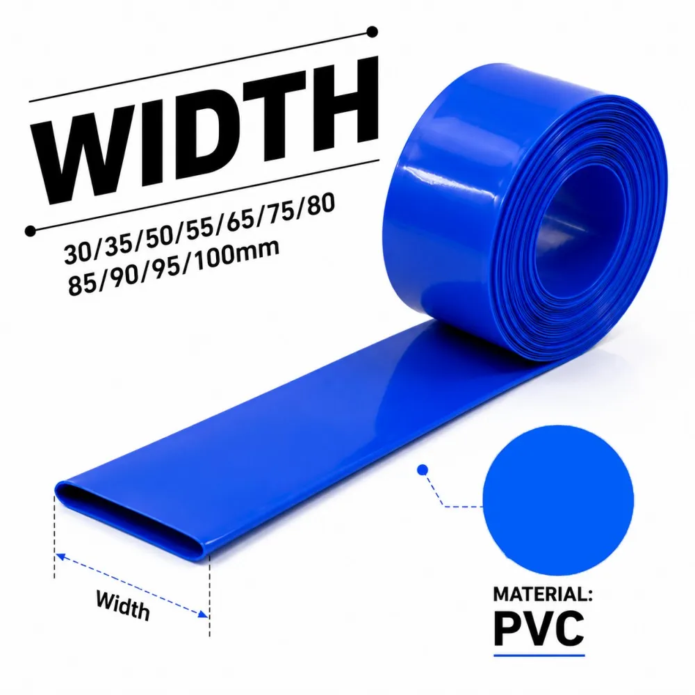18650 Lithium Battery Film  PVC Heat Shrink Tube 30-100mm Width Blue Insulation Packaging Protection Lithium Battery Film