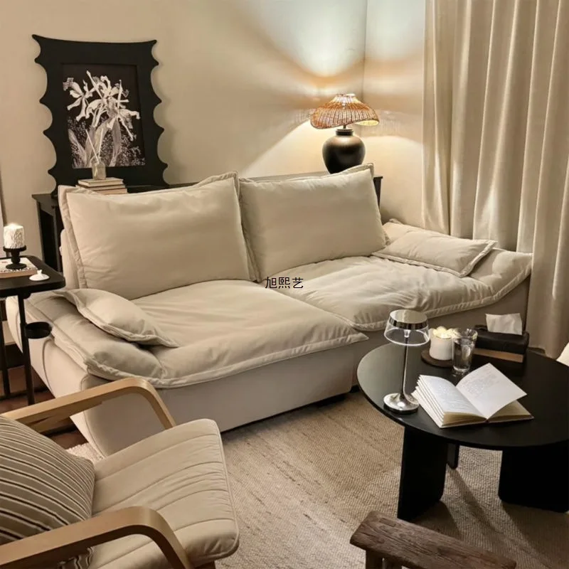 Small apartment double new sofa fabric sofa living room modern simple sailing 2024 small sofa light luxury straight row