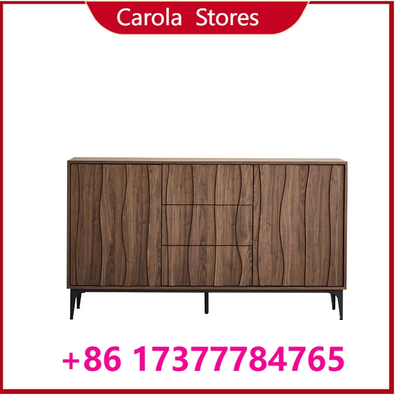 Modern Retro Solid Wood Sideboard Cabinet, All-in-One Storage Buffet Cupboard, Multi-scene Entrance & Tea Cabinet for Small