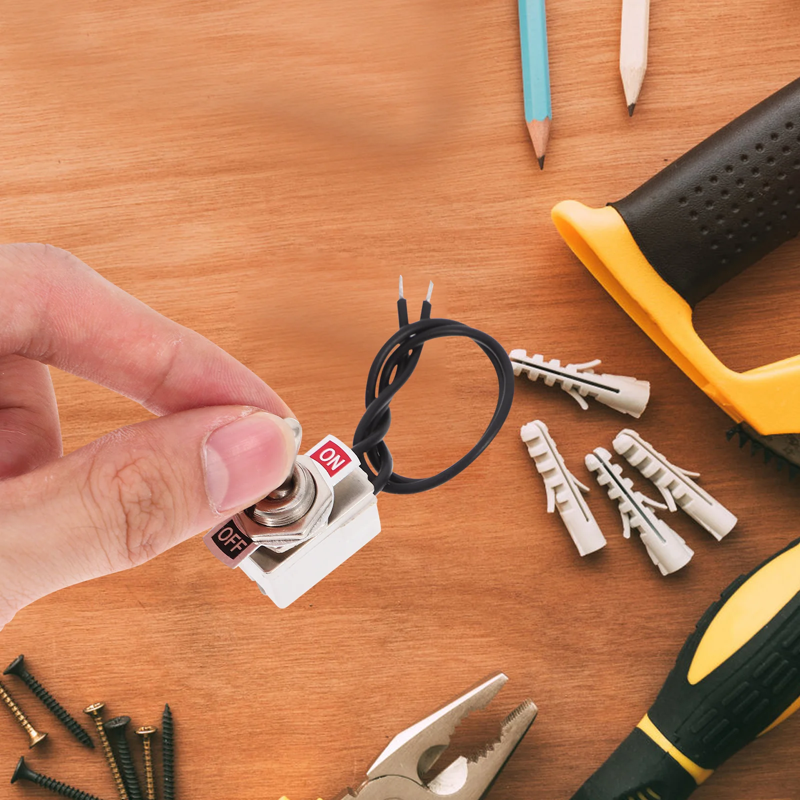 

Mini Toggle Switch Auto Car Rocker Switch Replacement Durable 2-Pin Self-Locking Lead Wire Compatible Heavy Duty