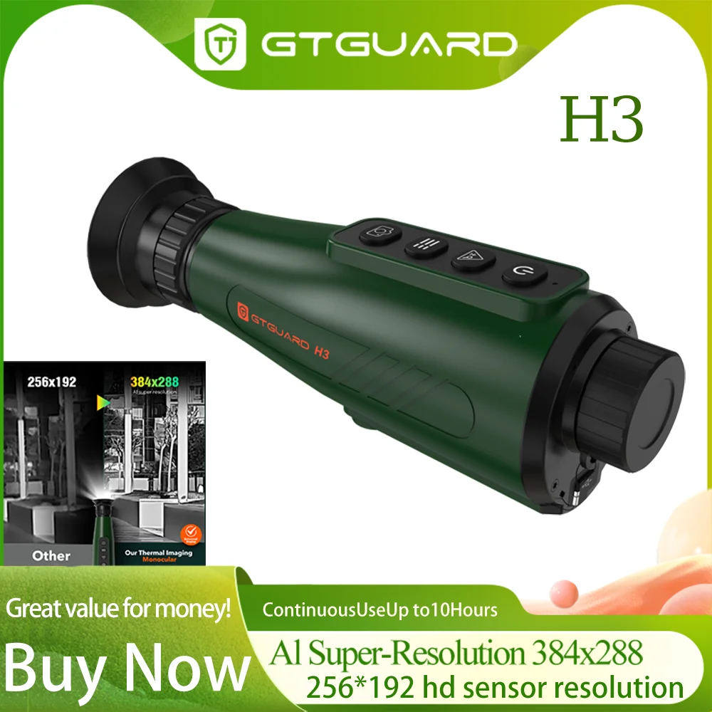 منظار أحادي العين الحراري GTGUARD H3 - مستشعر 256*192 (12μm)، AI Super - دقة 384x288، وقت تشغيل 10 ساعات للمغامرات الخارجية #1