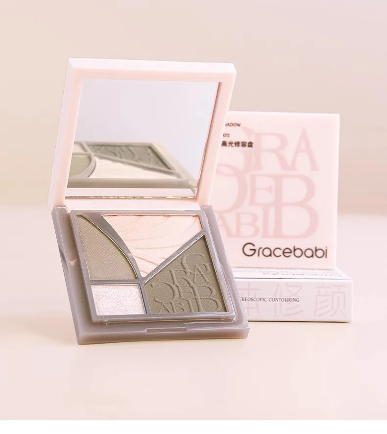 Gracebabi Four Color High-gloss Grooming Disc Matte Facial Brightening Nose Shadow Blush Eyeshadow Comprehensive Disc