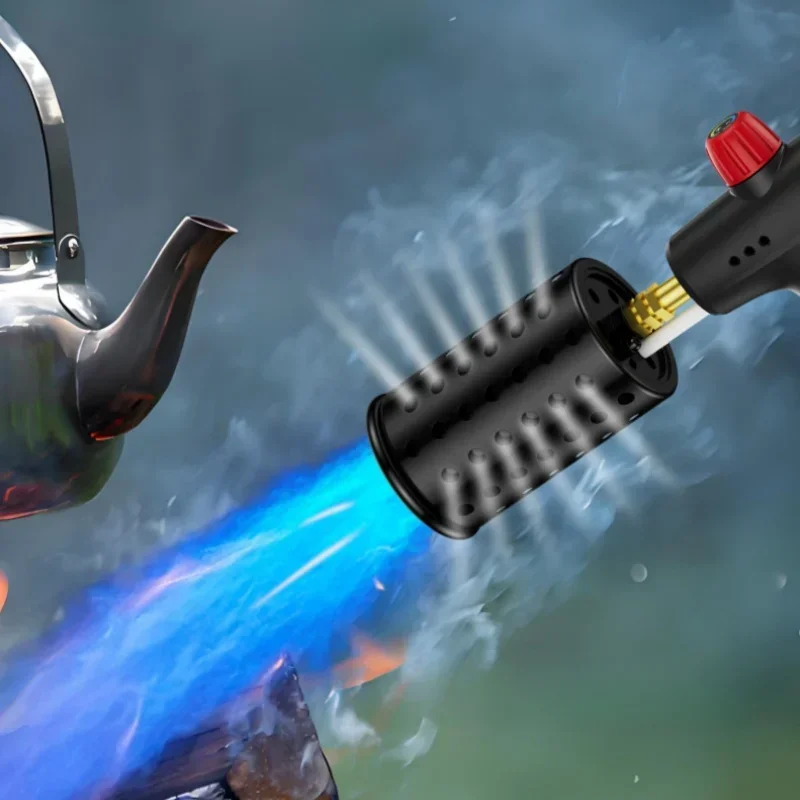 Strong Firepower Spitfire Gun Large Caliber Spray Nozzle Windproof Gas Lighter Safety Lock Outdoor BBQ Kitchen Cooking Igniter