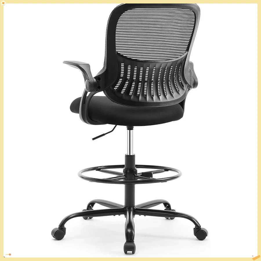 Sedia da scrivania alta da disegno - Sgabello alto ergonomico per computer con altezza regolabile e comodo supporto lombare, bancone scorrevole per ufficio