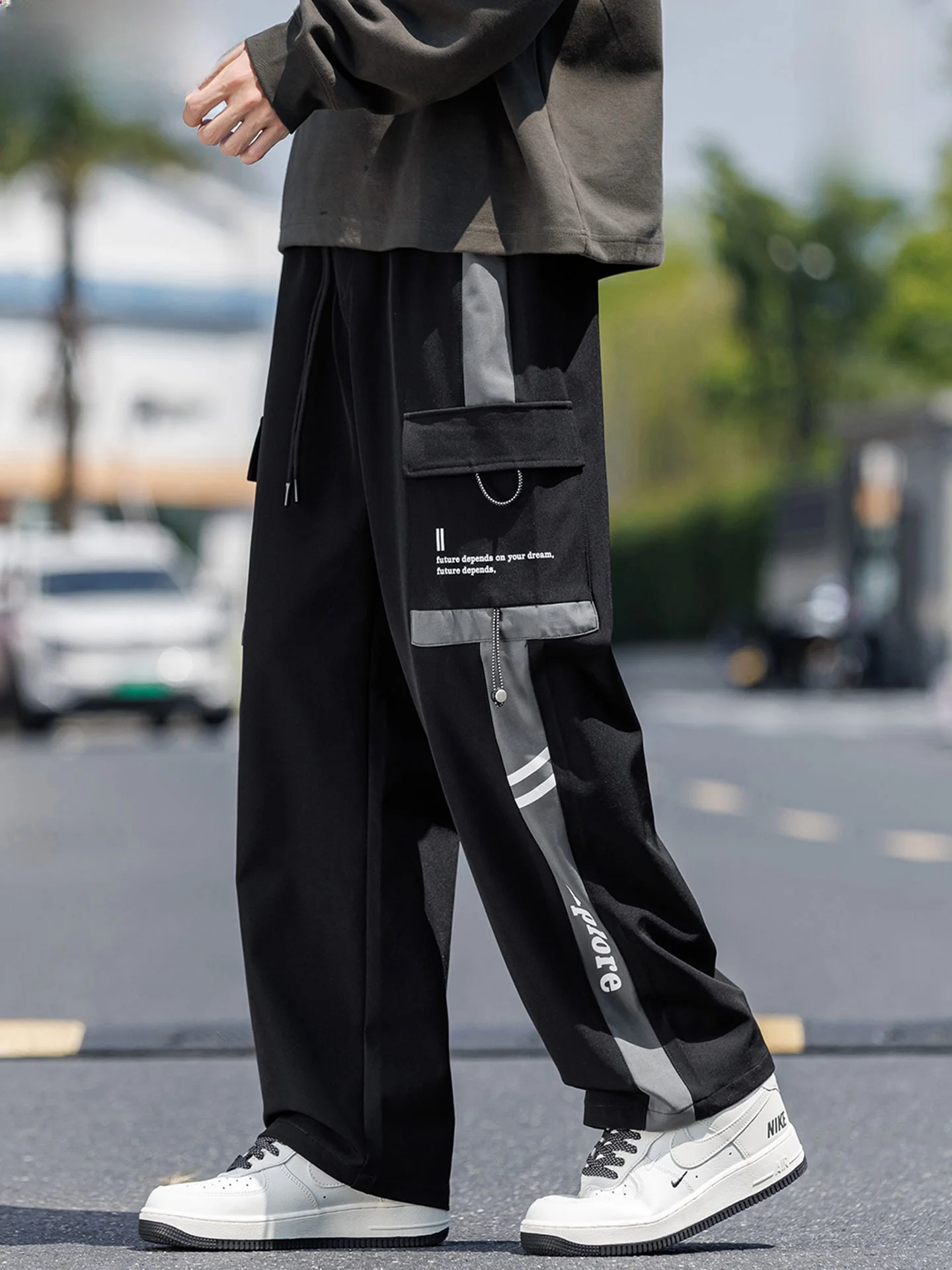 

Мужские повседневные брюки Wassup Dozen в американском стиле, свободного кроя, прямые, рабочие, черные, с множеством карманов, для отдыха