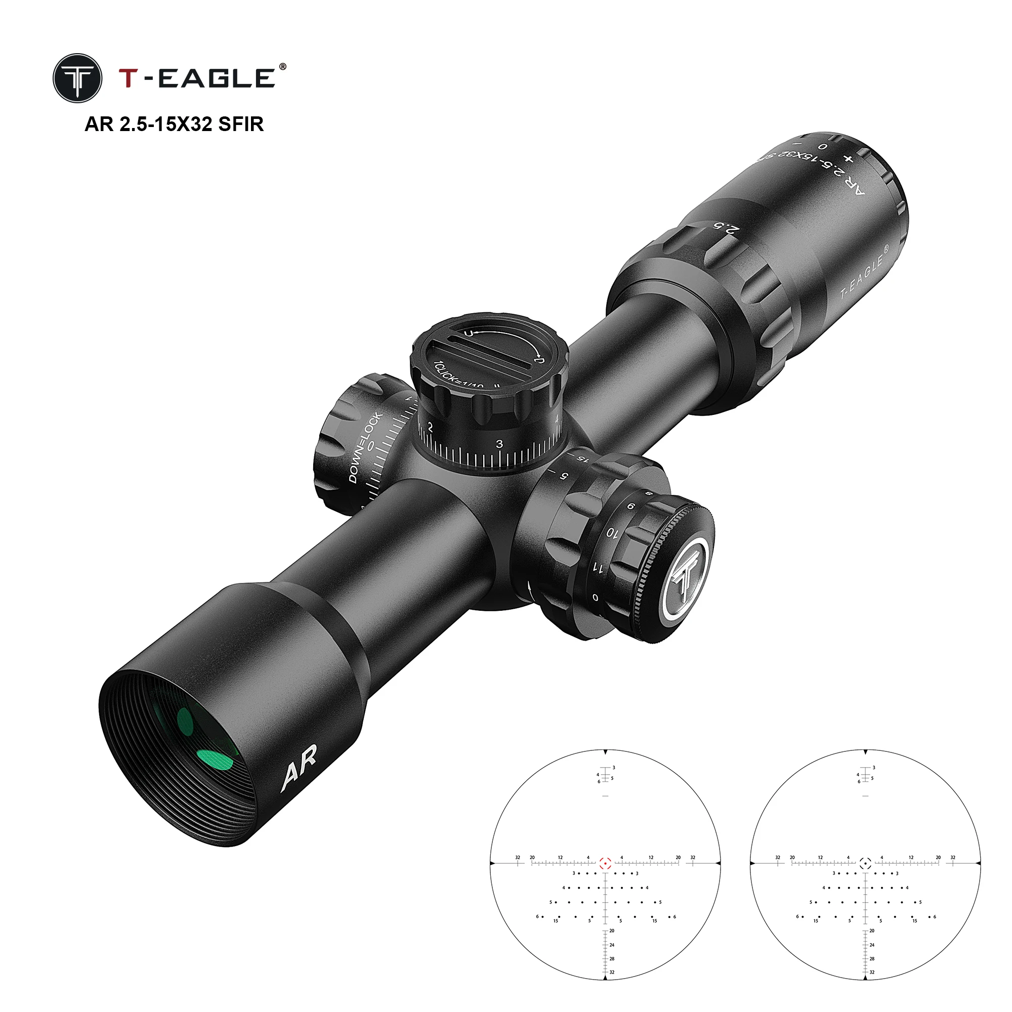 T-EAGLE AR 2.5-15X32 SFIR HD Glass Riflescope For Hunting Tactical Optical Spotting Collimator Optics Airgun SFP Scopes Carbine