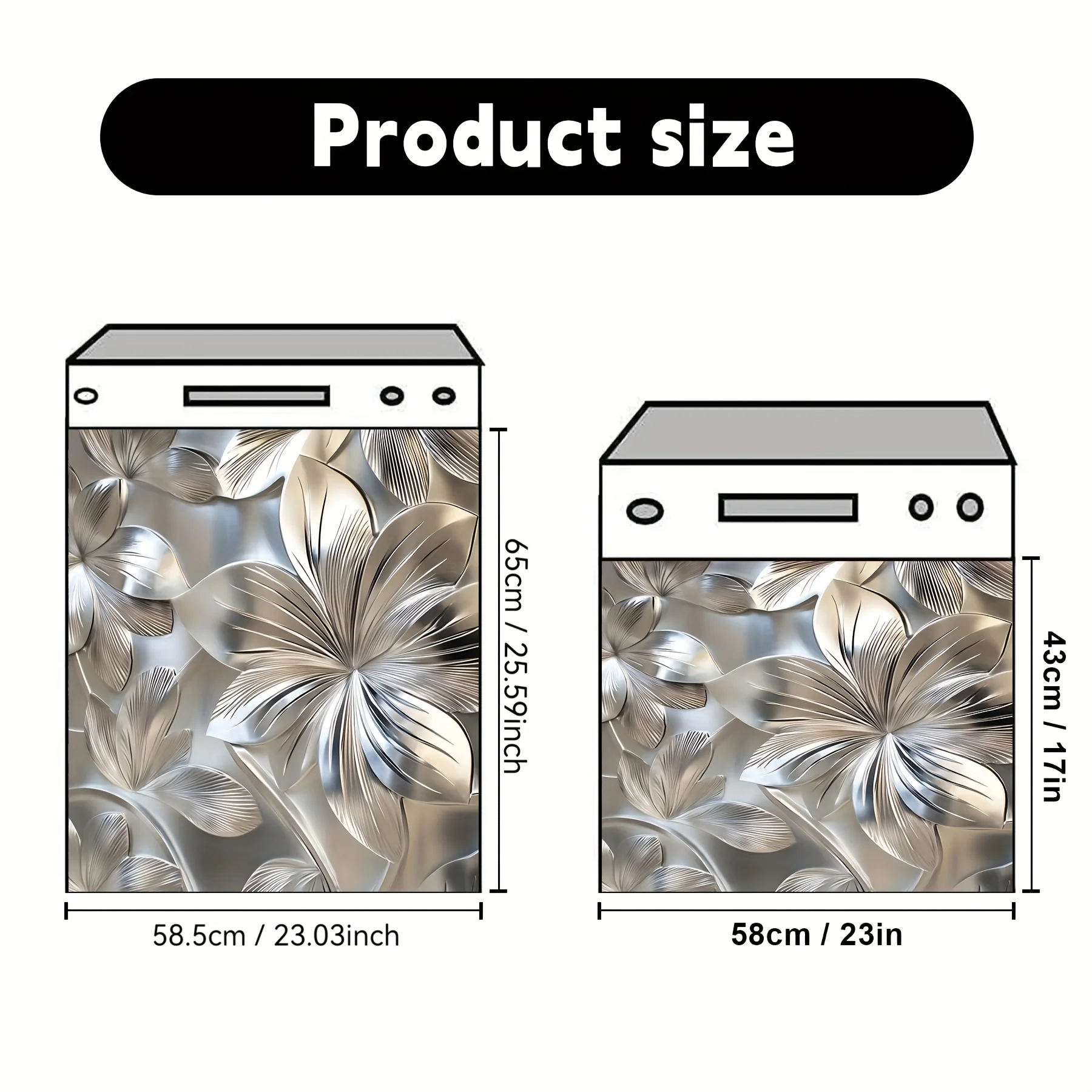 2D Fiat Dishwasher Magnetic Sticker Film, Stainless Steel Brushed Floral Pattern, Kitchen Decor, 23 'X26'