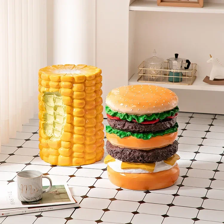 

Shoe changing stool donut pineapple stool burger tire home restaurant ornament