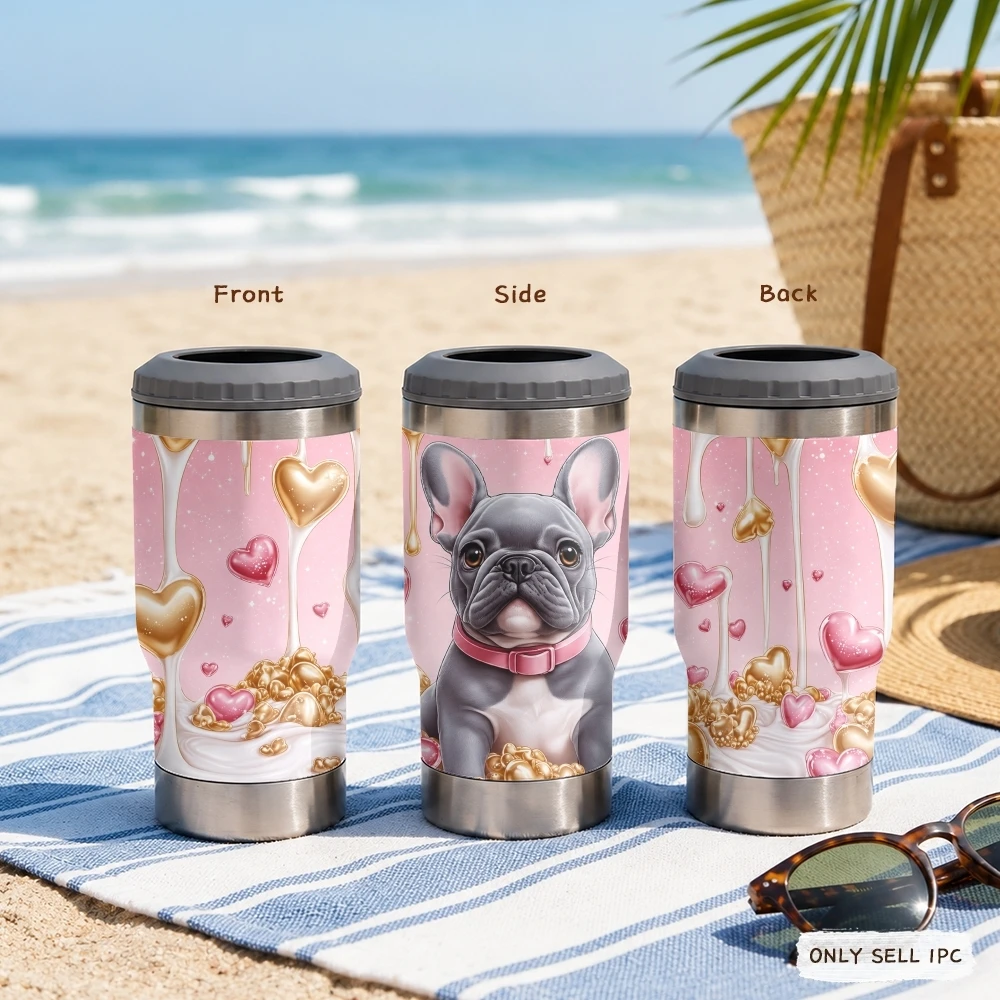 

Dog Love and Milk Vacuum Flasks Insulated Can Vacuum Beer Bottle Holder Slim Can Coozie Stainless Steel Cold Keeper