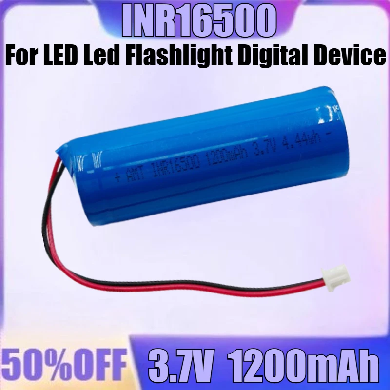 

3.7V ICR16500 16500 with Protection Board Lithium Ion Rechargeable Battery 1200mAh for LED Led Flashlight Digital Device