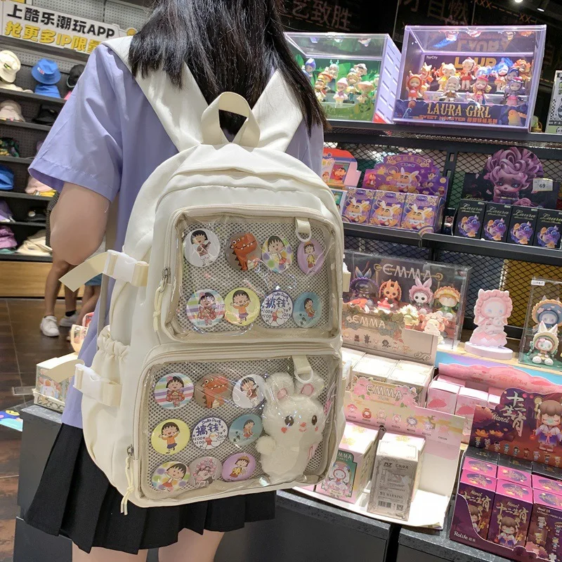 ญี่ปุ่น Kawaii Itabag ผู้หญิงใหม่ 2024 โปร่งใสกระเป๋าเป้สะพายหลังผู้หญิงขนาดใหญ่ความจุ Ita กระเป๋าเป้สะพายหลังโรงเรียนกระเป๋าสําหรับวิทยาลัยนักเรียน JK