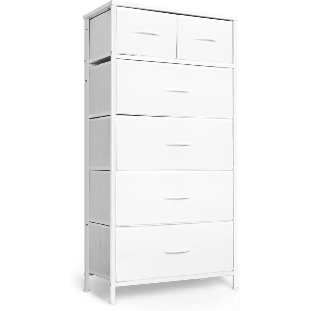 

Tall Drer or Bedroom, Veal Storage Organizer Tower with 6 Ders, Chest o Ders with abric Bins, Steel e, Wood Top or Bedroom