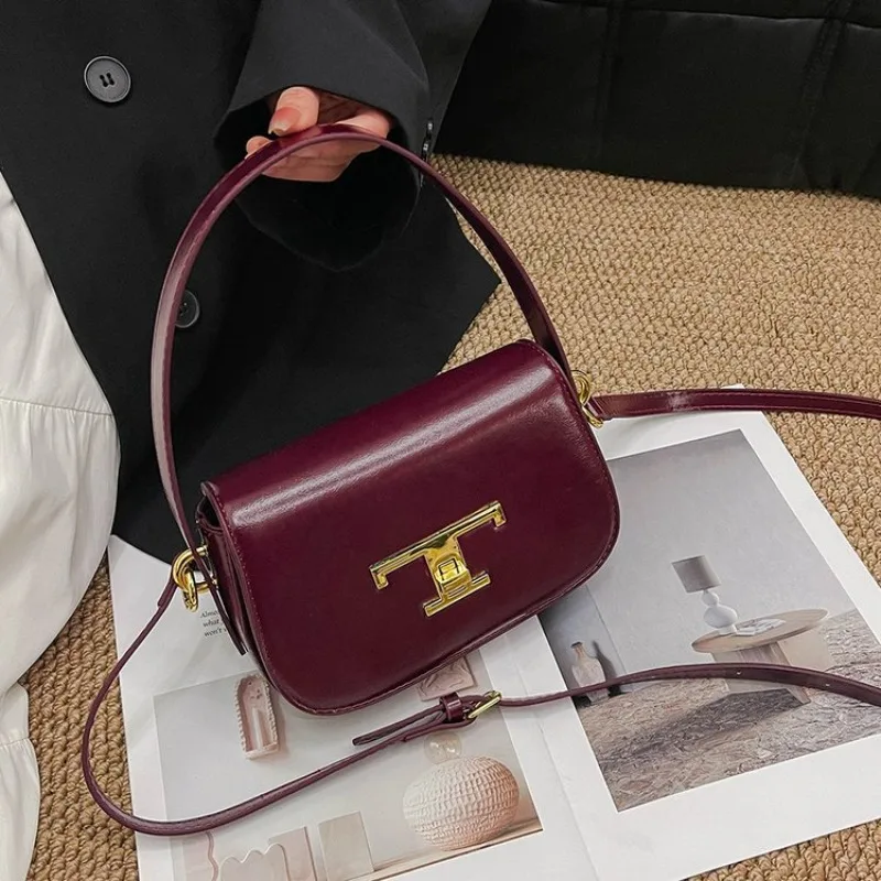 Elegant Vintage Diaper Bag Women Niche Designer Handbag Leather Crossbody Shoulder Purse Tote Messenger Shopper Retro Style