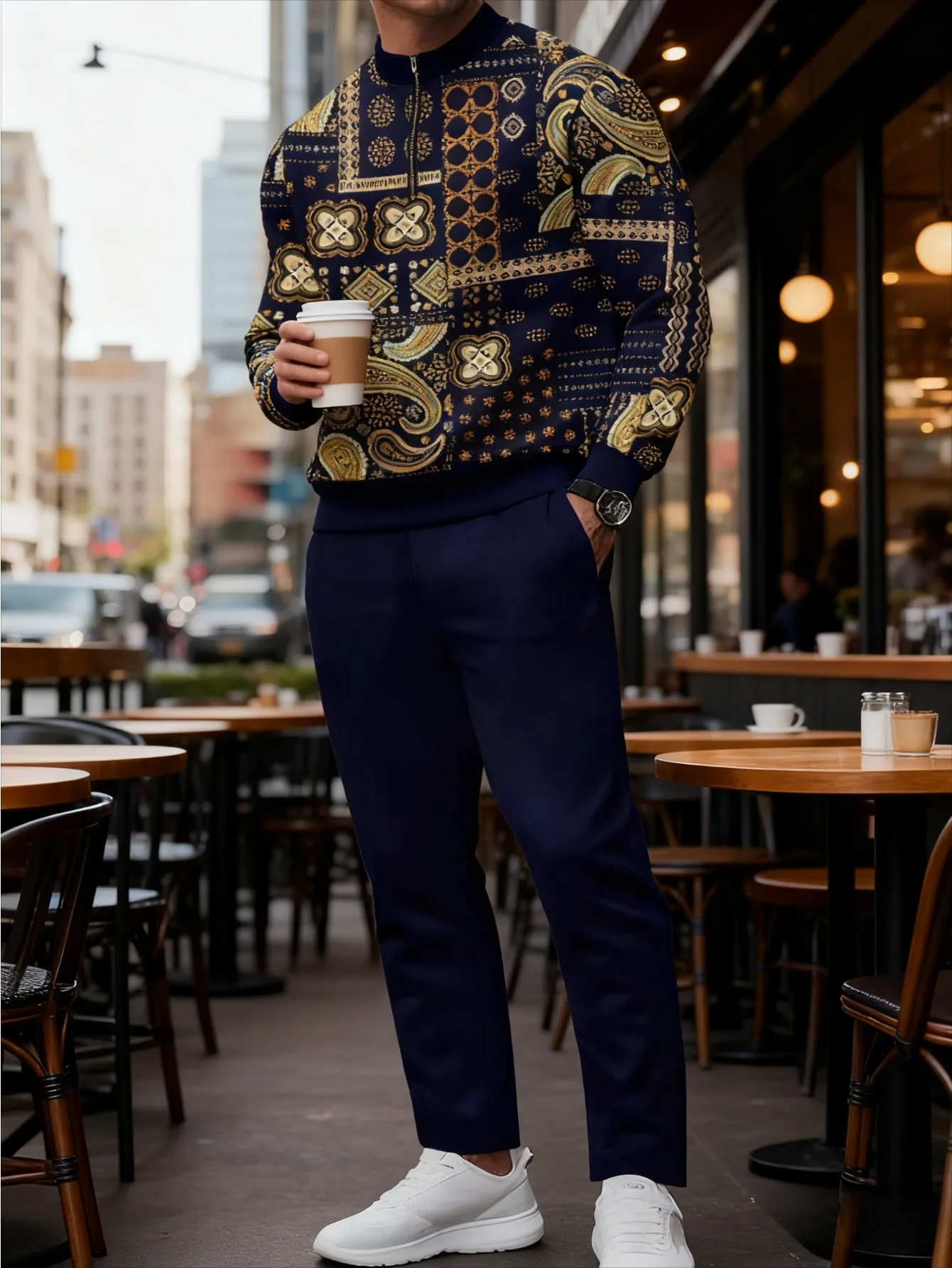 Conjunto de 2 piezas, conjunto deportivo de manga larga y pantalones largos a la moda para hombres europeos y americanos