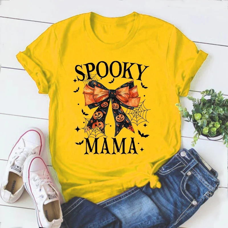 

Spooky Mama Tee Halloween Spooky Season Women Clothing Retro Spooky Vibes Tshirt Fall Mama Top m