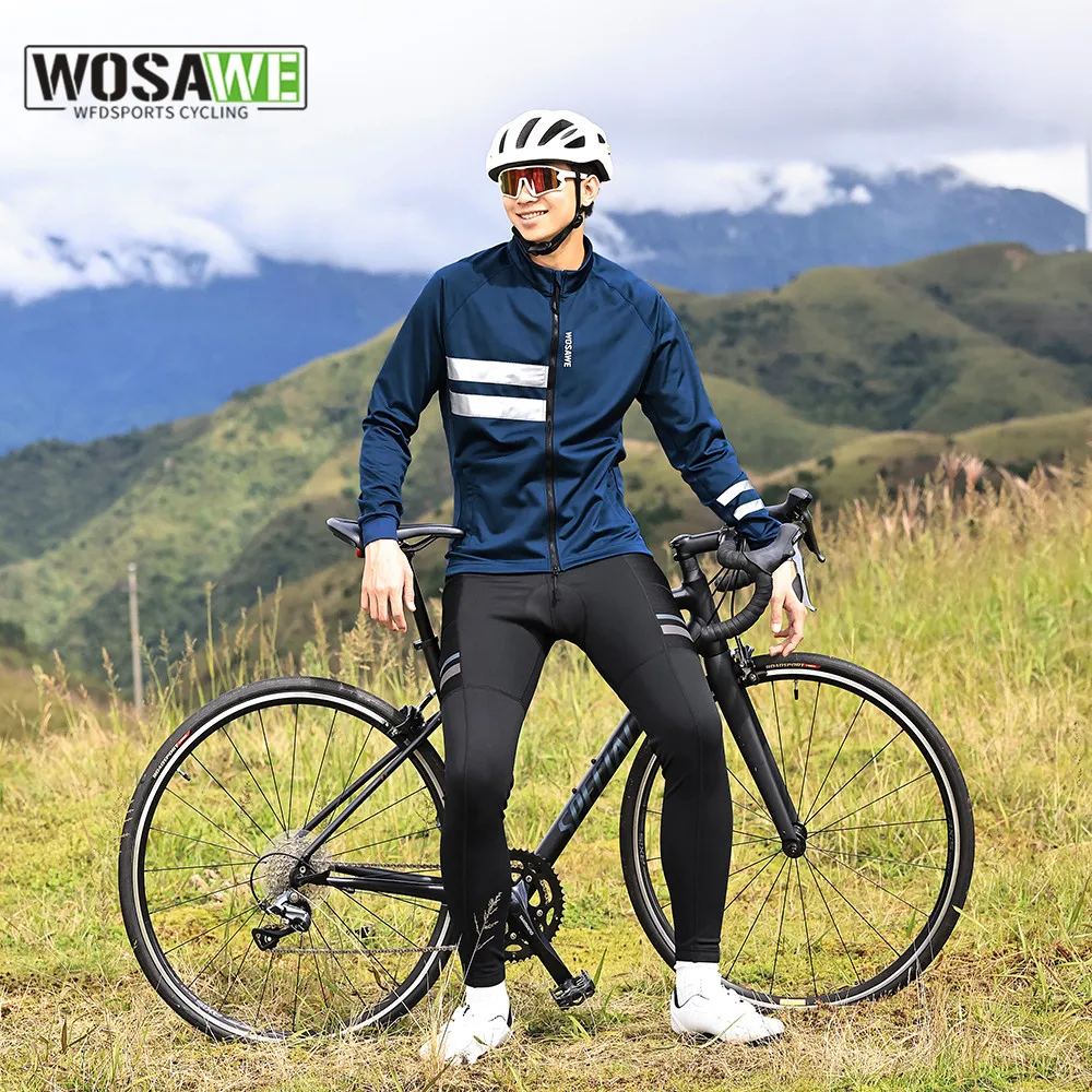 WOSAWE Cycling Jacket Men Winter Thermal Fleece Cycling Jacket Men Warm Up Windproof-5~15℃ Hot Windproof Bike Jacket