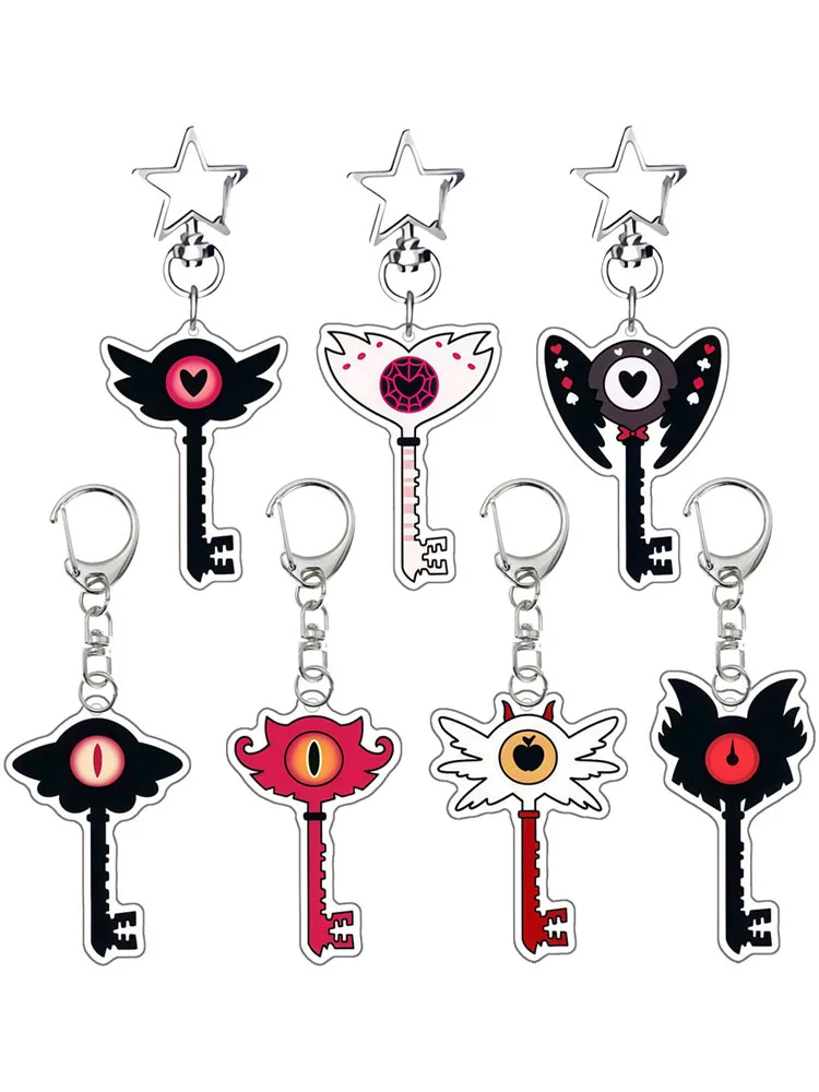 Anime dessin animé porte-clés Hazbin hôtel Charlie Morningstar Vaggie ange poussière Alastor acrylique porte-clés pendentif décoration porte-clés