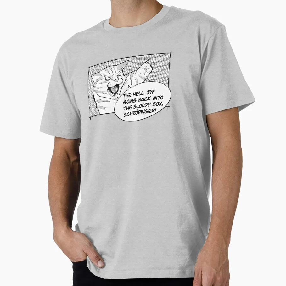 Angry Schrodinger Cat 1210 Funny Quantum Physics Gift t shirt 100% cotton Print Graphic Clothes All size S-6XL Tops