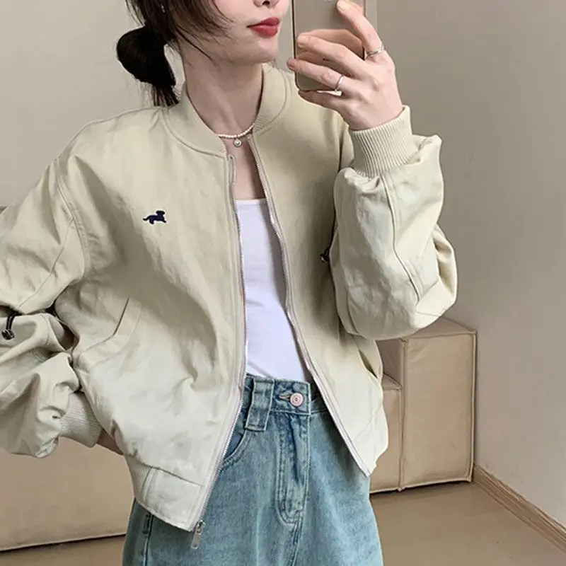 Fashionable loose and lazy spring baseball jersey 2024 new  thin top regular jacket long sleeved women