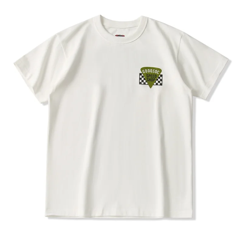 

GDDQSDC Men's Retro Heavyweight T-Shirt 230g Summer Loose Casual Versatile Short Sleeve Front Back Printed American Style