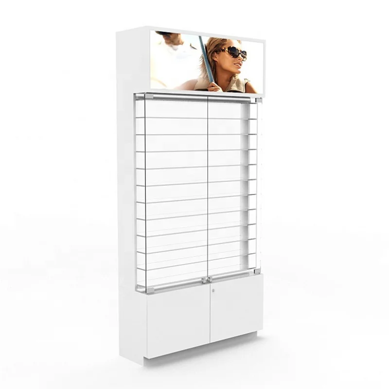 Présentoirs de magasin d'optique personnalisés, étagères en bois et acrylique, armoire murale pour lunettes avec éclairage, haute qualité