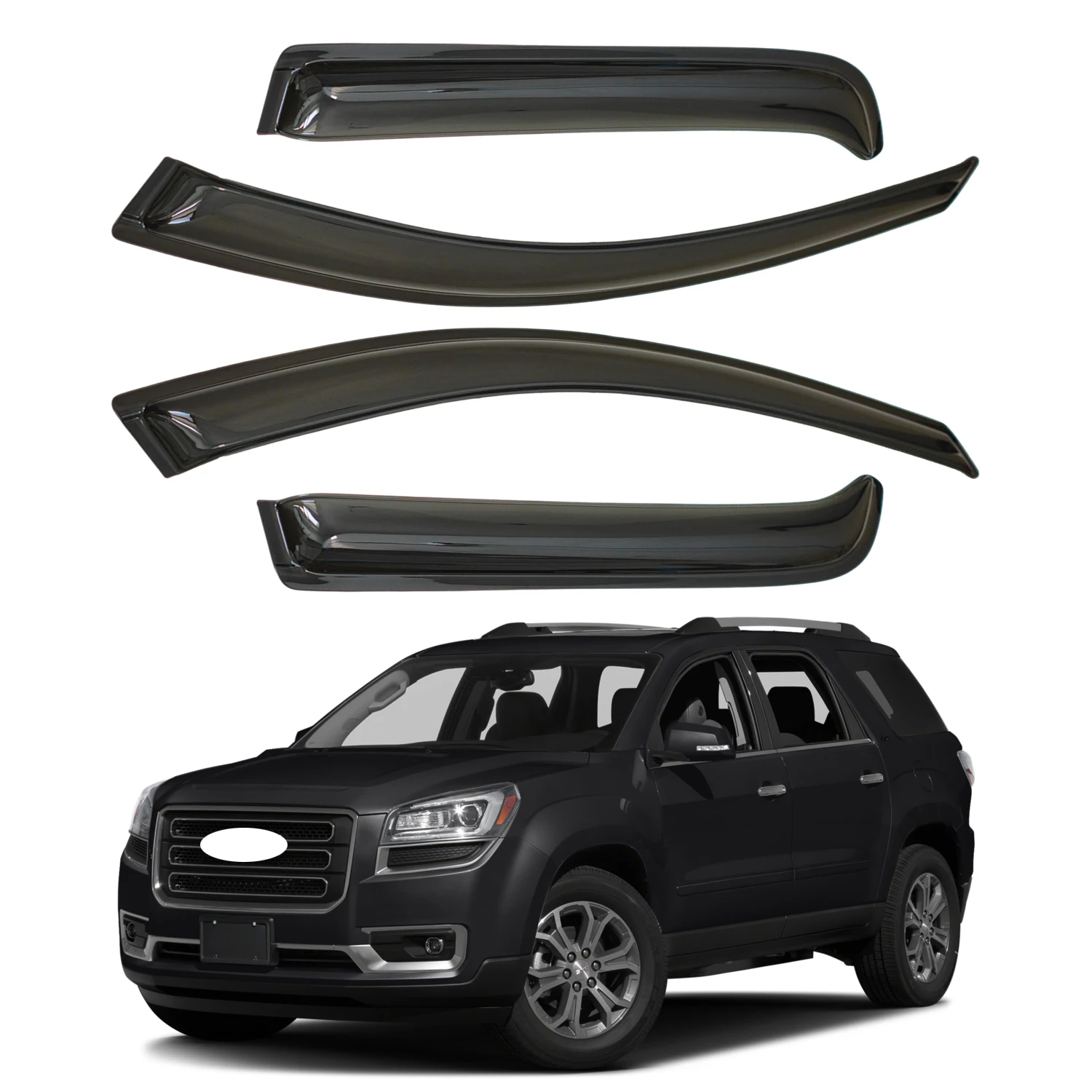 

For GMC Acadia 5-Door SUV 2007-2016, GMC Acadia Limited 5-Door SUV 2017-2020, Saturn Outlook 5-Door SUV 2007-2010 Tinted Wind Deflectors 4pcs Set Window Visor Sun Rain Vent Guards