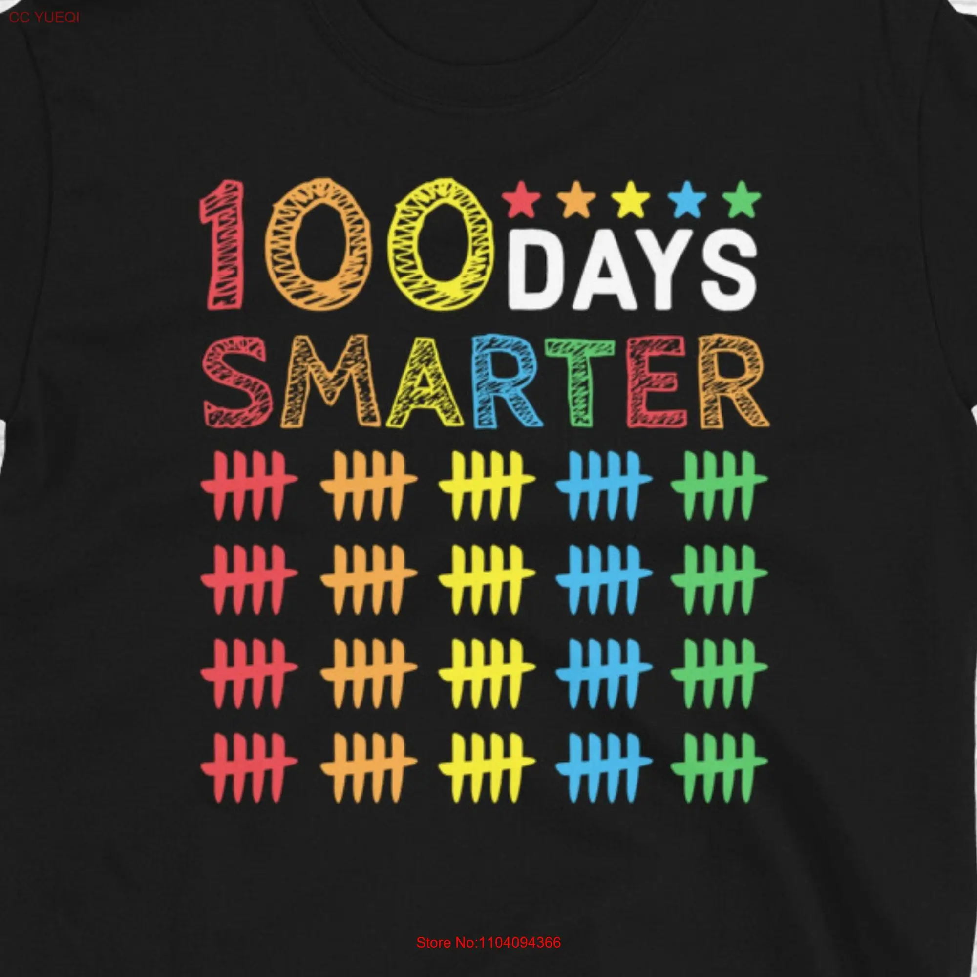 100 Days Smarter T Shirt Of School Teacher Rainbow 100th Day long or short sleeves