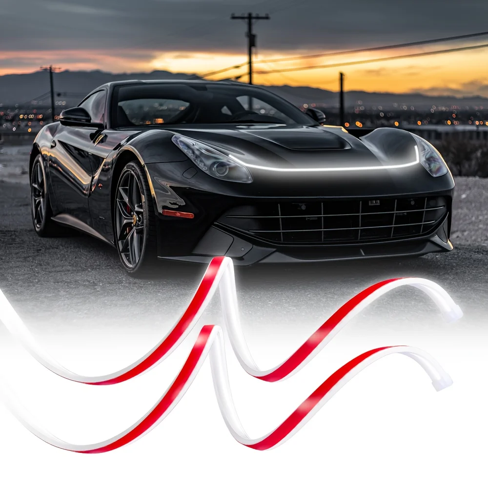 

2,0 м, 12 В, белые светодиодные ленты для украшения капота автомобиля, комплект из 2 базовых моделей под комплектом освещения капота