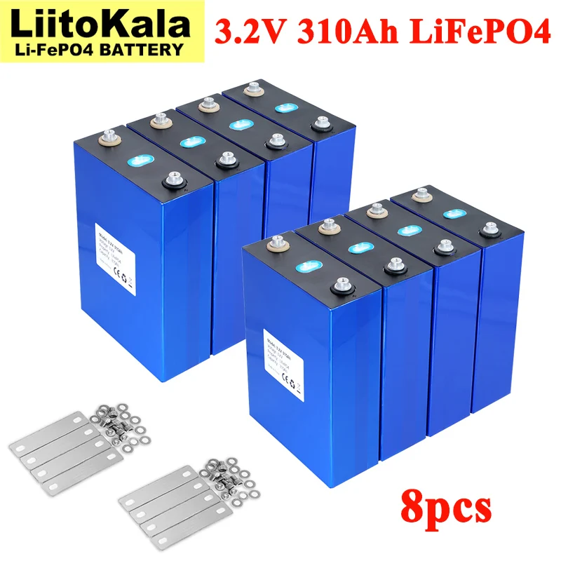 8pcs 3.2V 310Ah Lifepo4 Battery Lithium Iron Phosphate For 12V RV Campers Golf Cart Off-Road Off-grid Solar Wind US/EU Tax Free