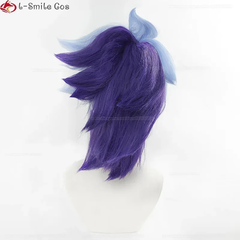 كاندي 2025 لعبة LOL ستار جارديان شعر مستعار تأثيري النساء الشعر أكالي الأزرق الأرجواني 45 سنتيمتر قصيرة مع الذيل مقاومة للحرارة شعر مستعار للحفلات +