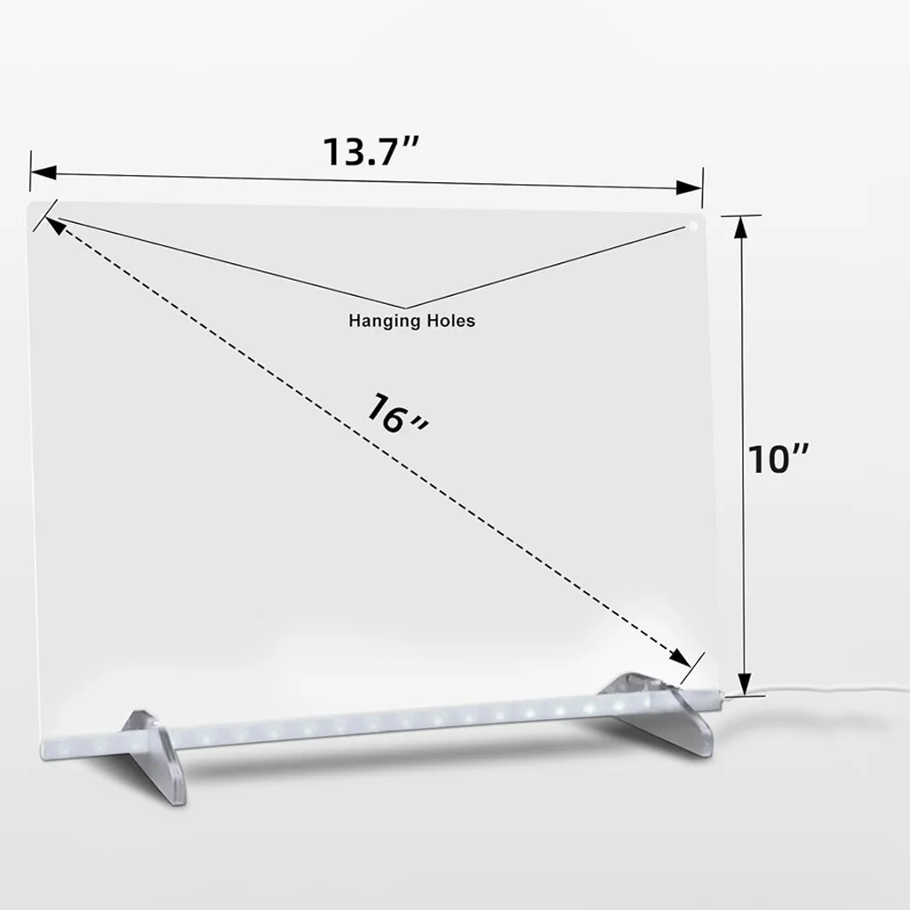 Led Drawing Board For Kids With Stand USB Plug-in Dry Erase Colorful Message Note Tablet 8 Colors Acrylic Rewritable Light
