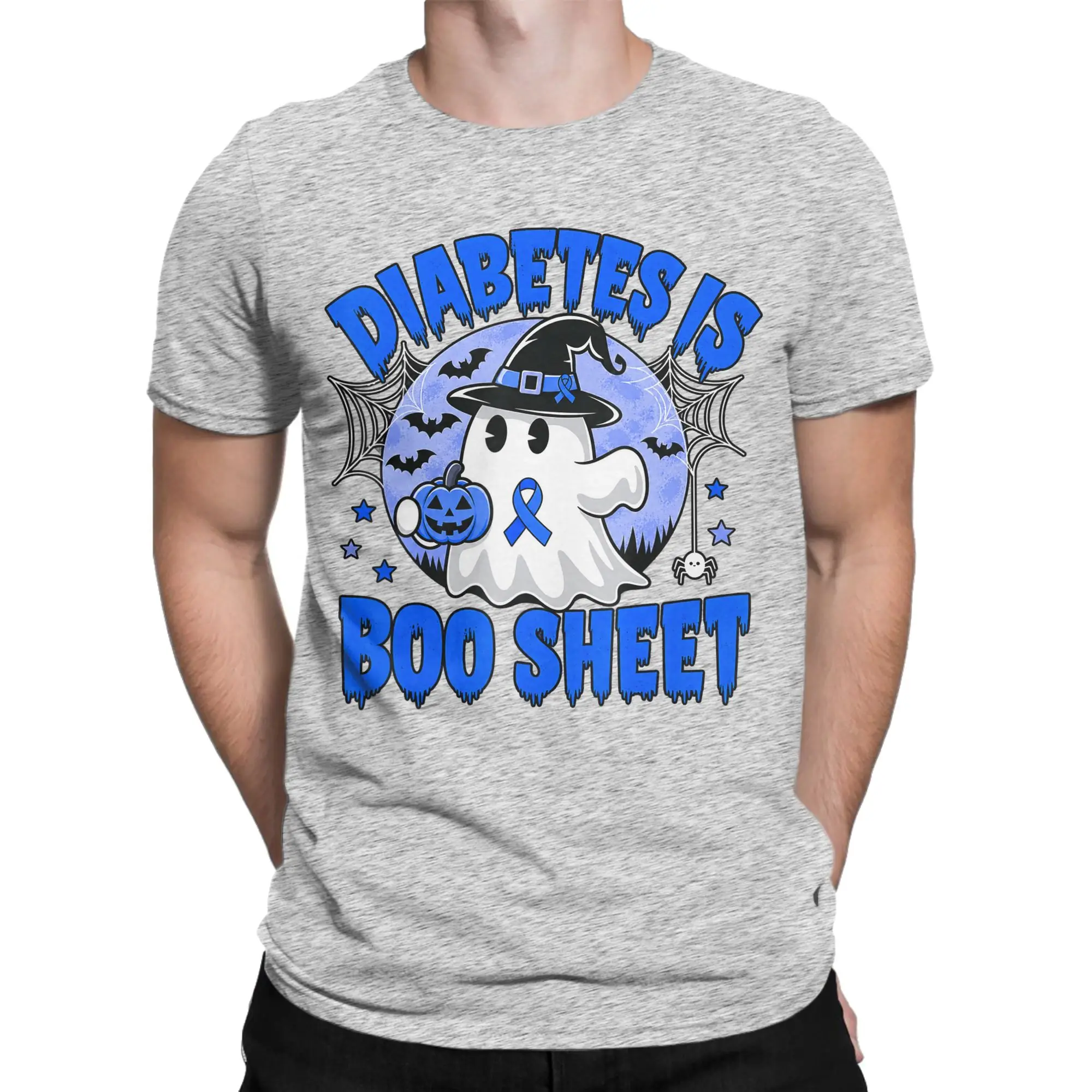Casual Diabetes is Boo Sheet Funny Awareness Halloween T-Shirt Men Crewneck 100% Cotton T Shirt  Short Sleeve Tee Shirt Tops