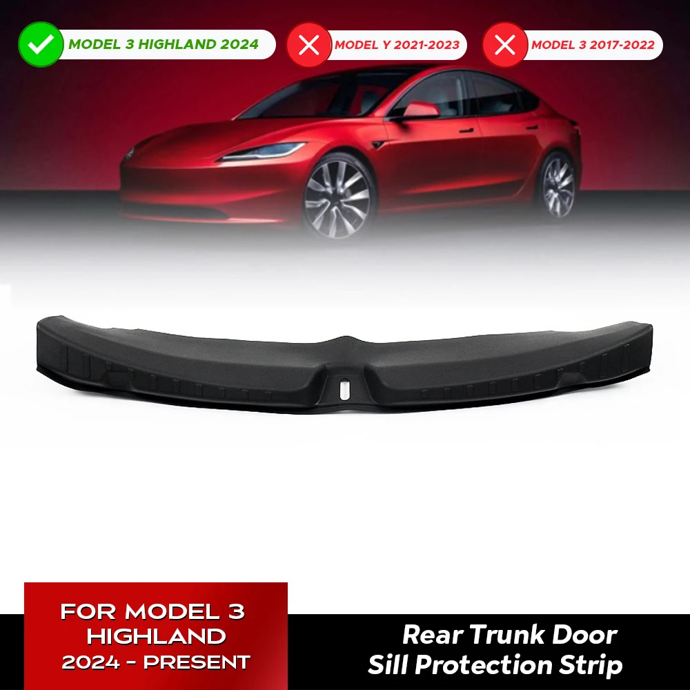 For Tesla New Model 3 Highland 2024 Trunk Threshold Strip TPE or Metal Back Sill Anti Scratch Protection Lid