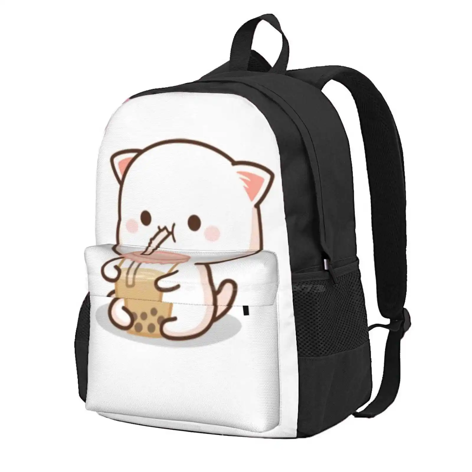 Peach And Goma Hot Sale Schoolbag Backpack Fashion Bags Cat Drinking Boba Milk Cat Person Peach Cat Boyfriend Girlfriend Kawaii