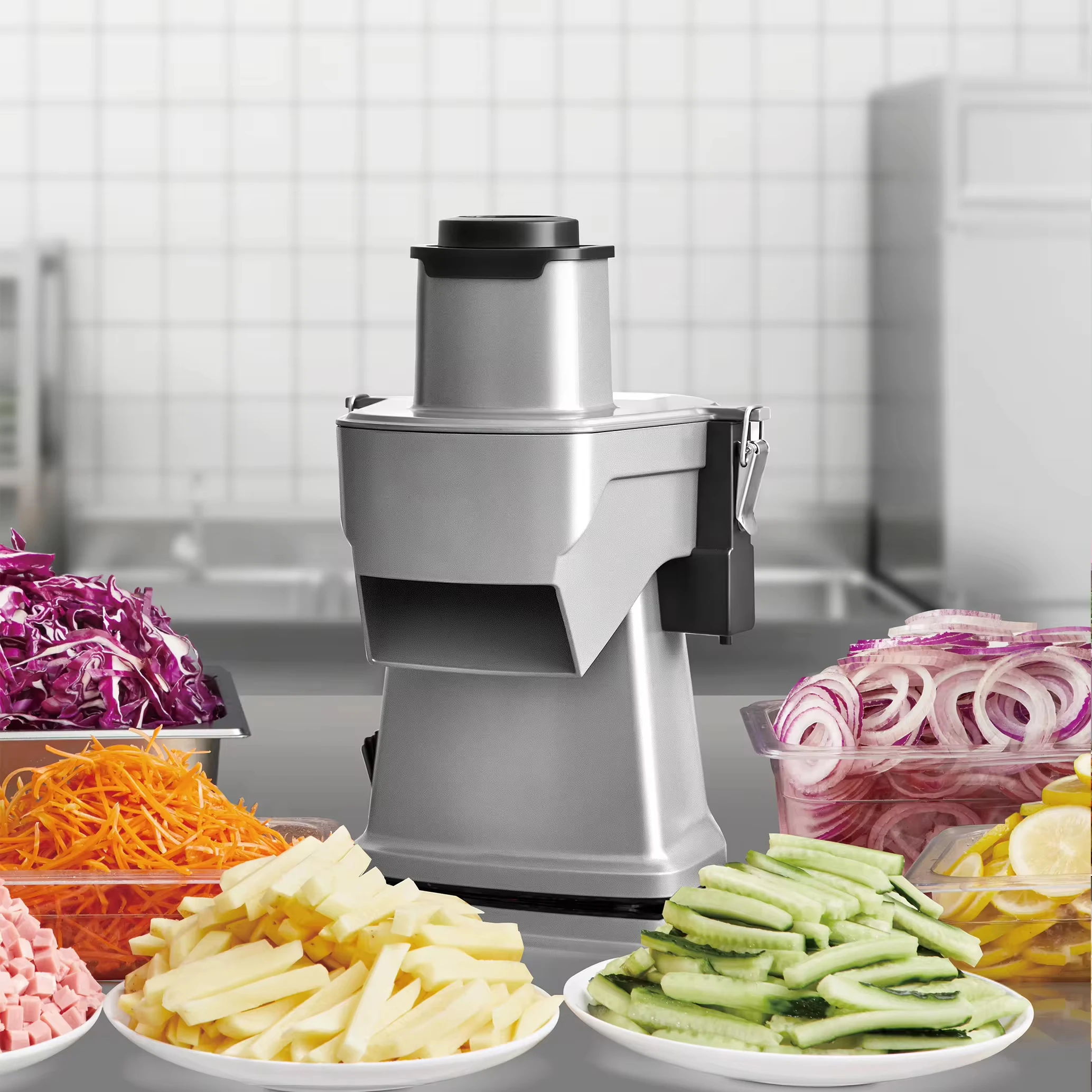 شبه التلقائي رقاقة قطاعة البطاطس الكهربائية رقيقة هش البطاطس المقلية قطاع مكعب القطاعة آلة قطع البطاطس