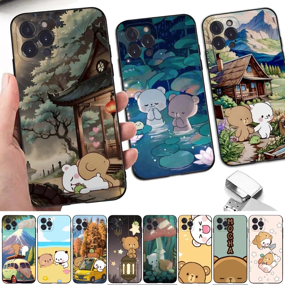 

M-Milk-Bear Cartoon Mo-chas Phone Case for iPhone 15 8 7 6 6S Plus X SE 2020 XR XS 14 11 12 13 Mini Pro Max Mobile Case