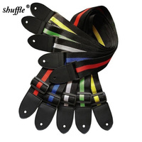 1pc Guitar Strap Accessories Colourful Stripe Adjustable Belt Nylon Leather Folk Wood Electric Guitar Straps Accessory