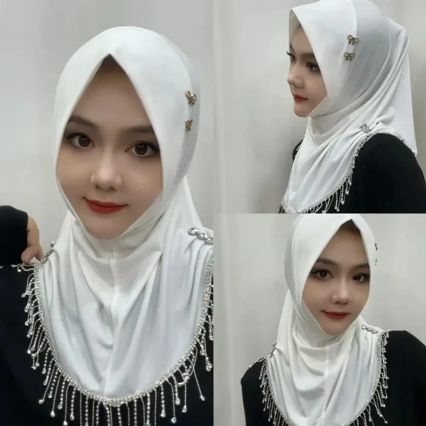 Muslim Hat Easy Hijabs for Women, Tassels Chains, Luxury Wears