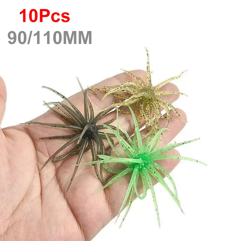 10Pcs Dice Fishing Sea Urchin Lures 9cm 2.8g/11cm 8.7g Silicone Worm Silicone Worm Lure Handmade Artificial Tackle