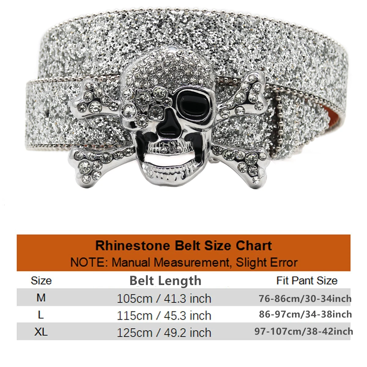 Men's Women's Fashion Skull Rhinestone Belt Bling Studded Design Leather Diamond Waistband Western Cowgirl For Jeans Dress