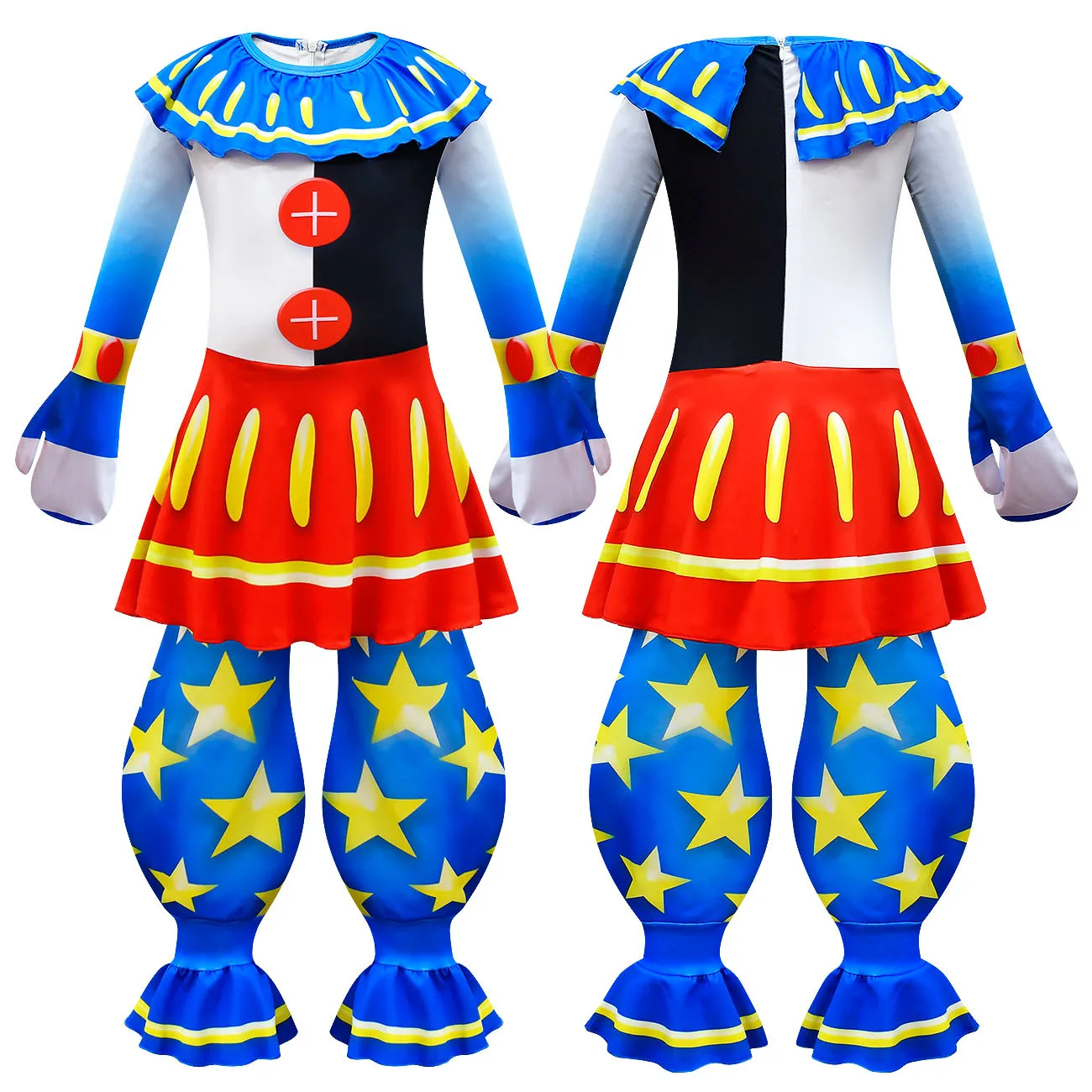 Moondrop SunDrop Cosplay Costume Child Halloween Costume For Kids Moon Drop Sunrise FNAF Carnival Cosplay Jumpsuit Mask Suit