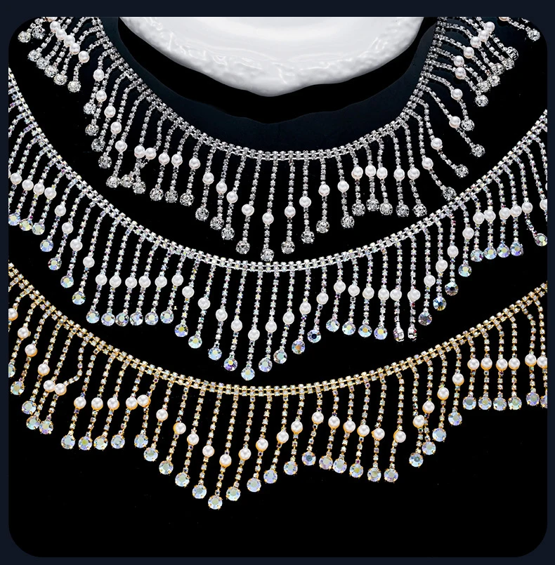 5 Meter Strass-Kette Kristall-Diamant-Perlen Zubehör DIY Handwerk Geschenkdekoration Quasten-Strassband Nähzubehör – Detail 2