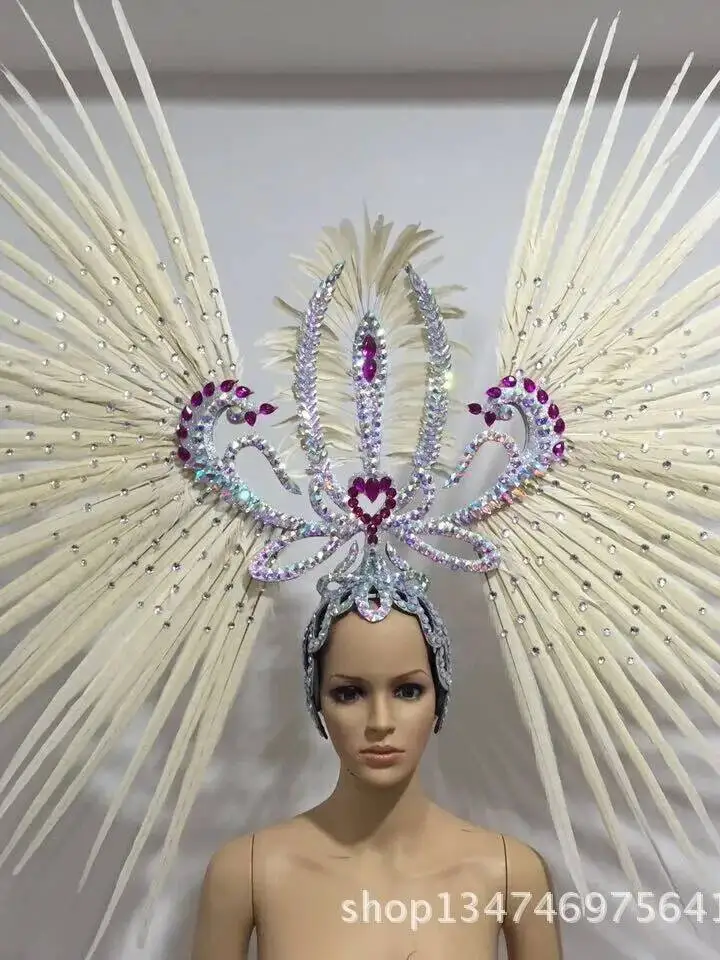 كوس DS فستان افتتاح أداء الرقص زي ريشة خوذة الرقص فريق سامبا زي كرنفال هالوين بار C